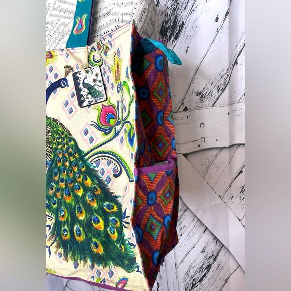 Kate McRostie Canvas Tote Handbag Peacock Design - Picture 5 of 13